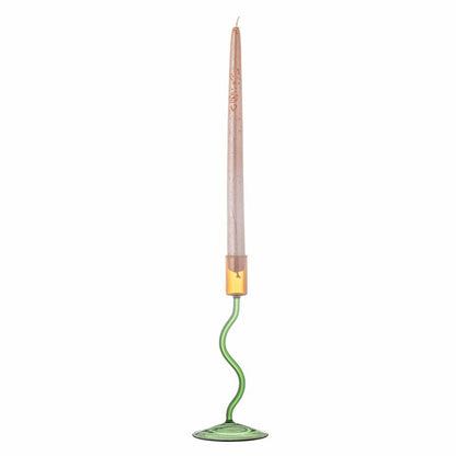 Ada Green &amp; Yellow Glass Candle Holder