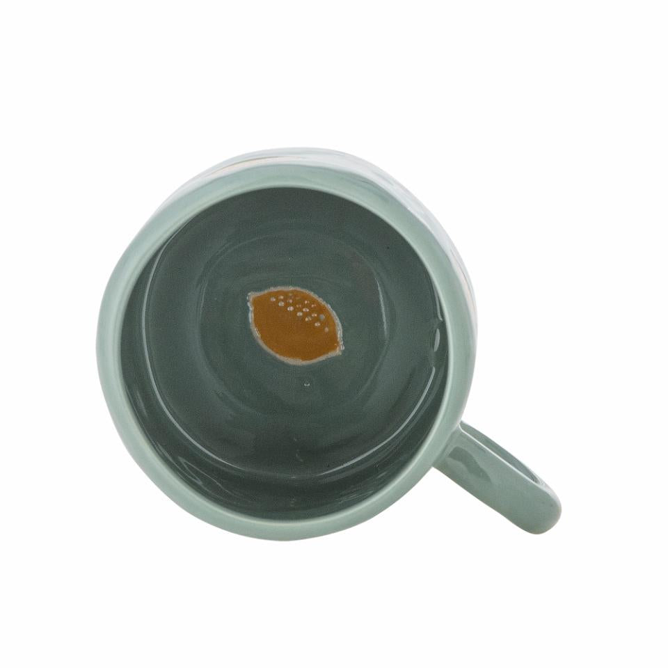 Agnes Stoneware Green Cup With Lemon
