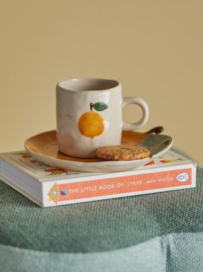 Agnes Stoneware White Cup With Lemon