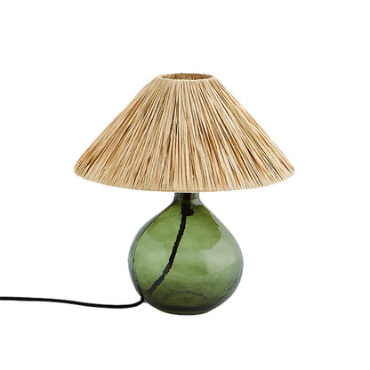 Glass Table Lamp  Green &amp; Natural