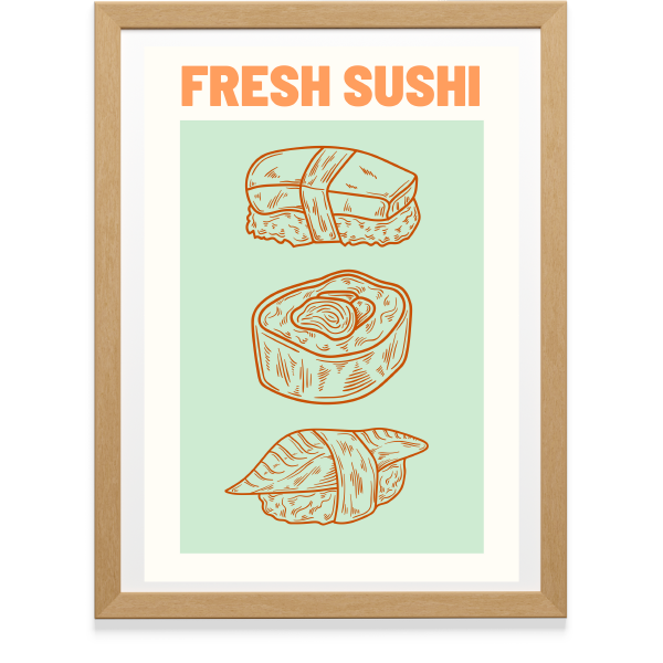 Green Fresh Sushi A4 Unframed Print