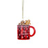 Hot Chocolate Glass Christmas Decoration with gingerbread man – festive 100% glass ornament for cosy Christmas tree décor.