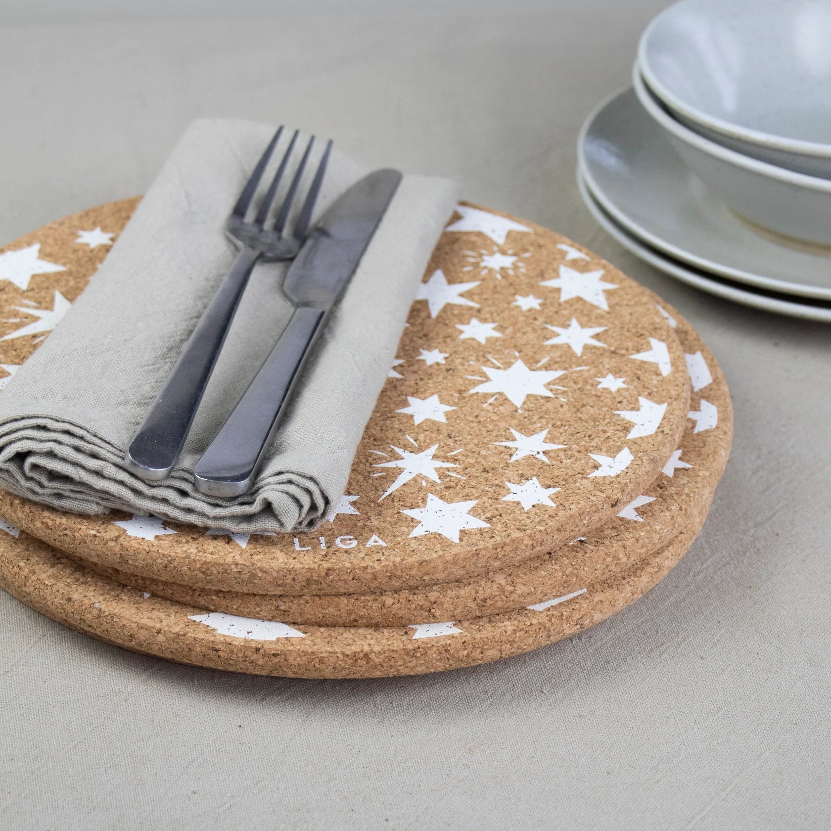 Stars Eco Cork Round Placemat - Set of 2