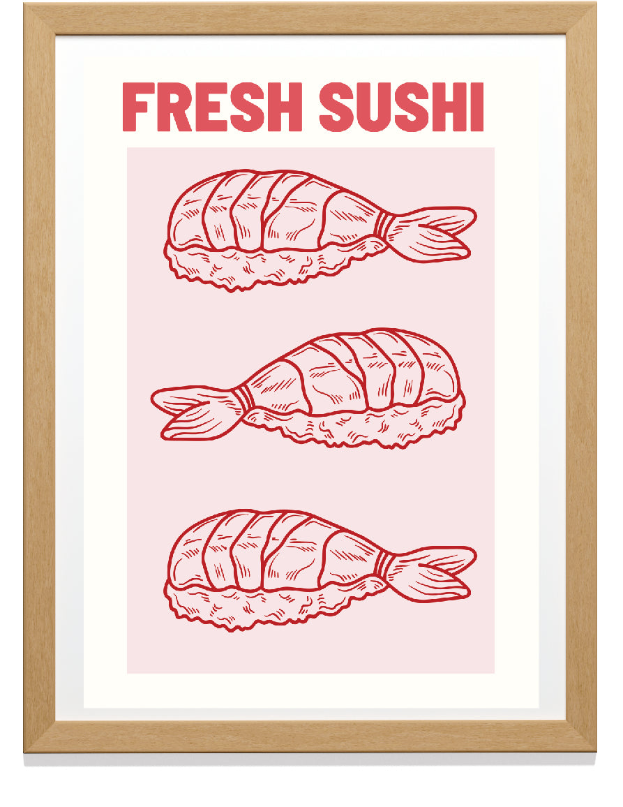 Pink Fresh Sushi A4 Unframed Print