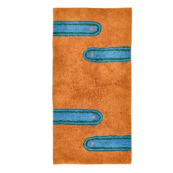 Hand-Tufted Rug Brown, Blue, Green Rose 100% Cotton