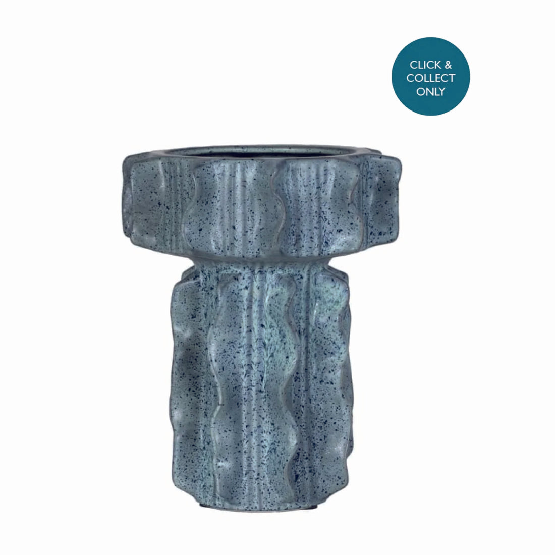 Sky Blue Wide Wave Vase with organic tall shape and reactive glaze, ceramic