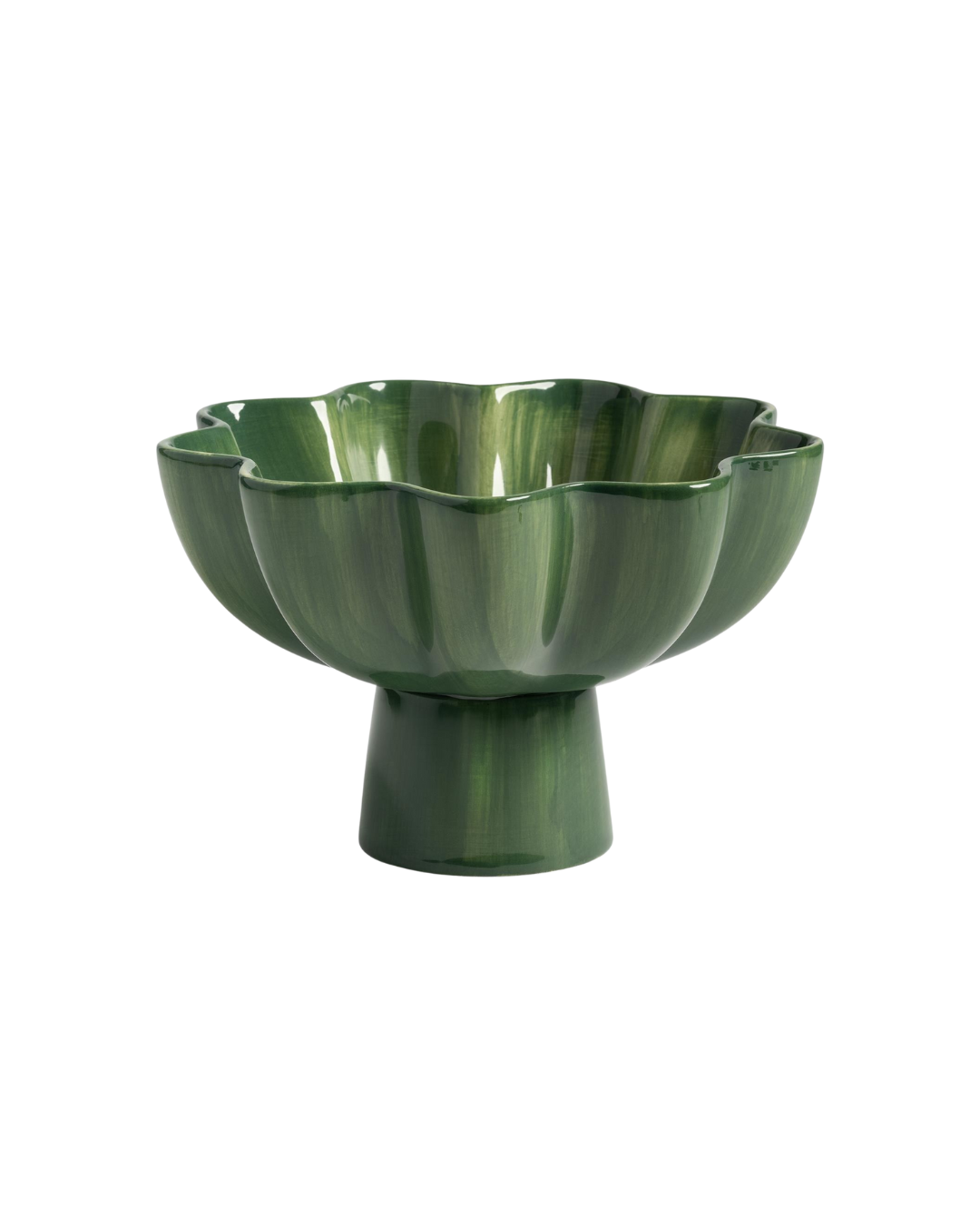 Sun Green Bowl made of stoneware, bold green color, ideal for displaying fruits or vegetables, functional and decorative centerpiece.
