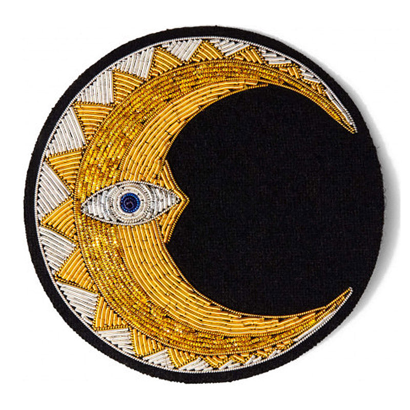 Hand Embroidered Crescent Moon Brooch