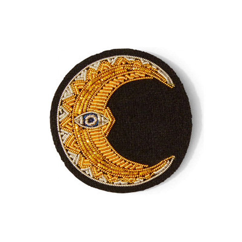 Hand Embroidered Crescent Moon Brooch