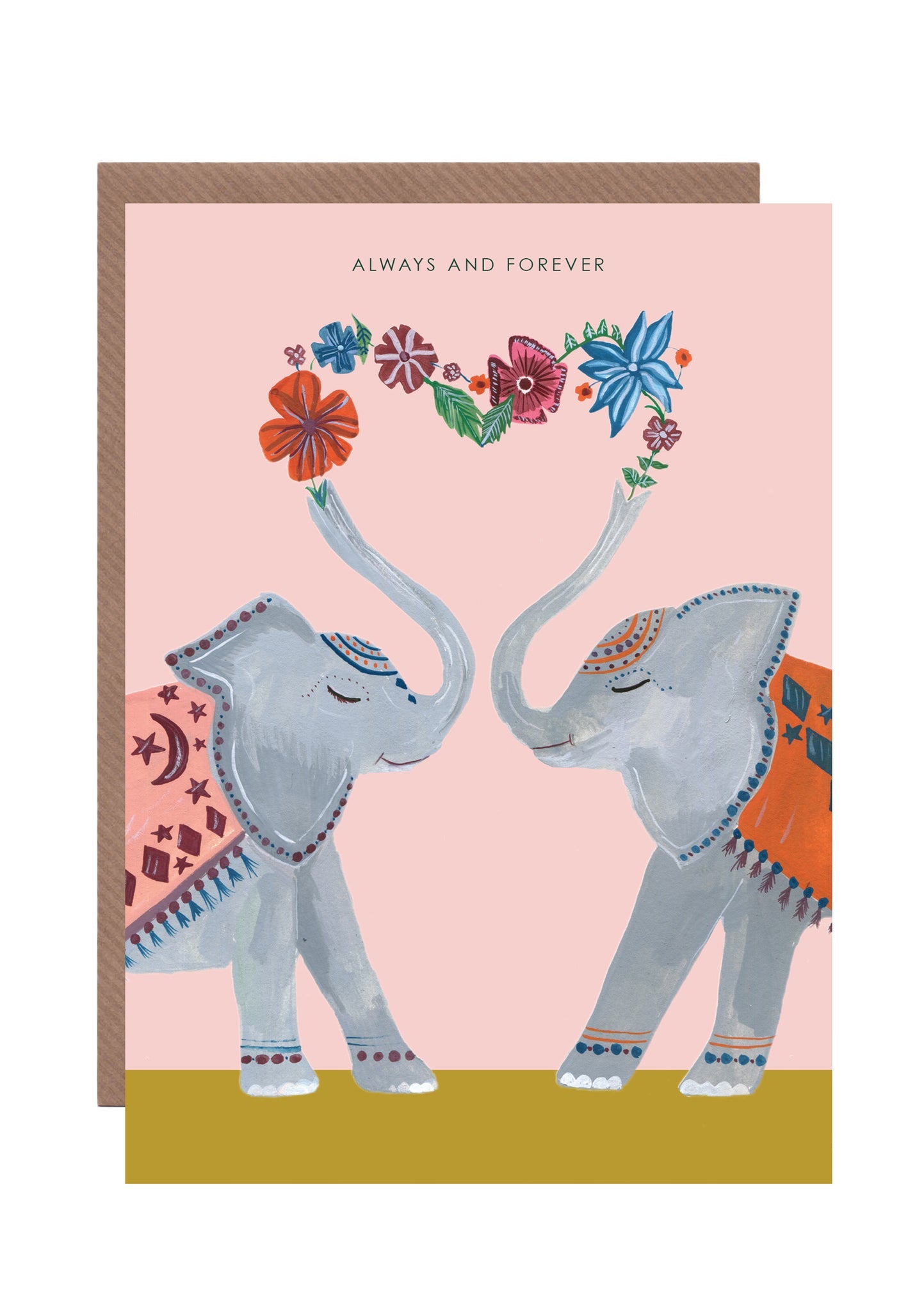 Floral Elephant Always Forever Card