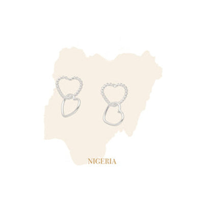 Nigeria Silver Heart Chain Earrings