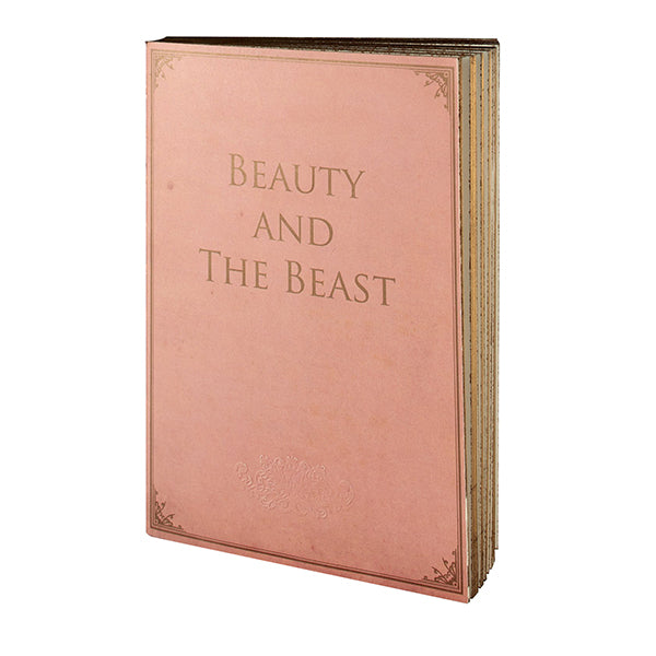 Cover of Beuty And The Beast, handmade notebook, Libri Muti Collection with soft cover and hand-coloured slice, made in Florence, Italy.