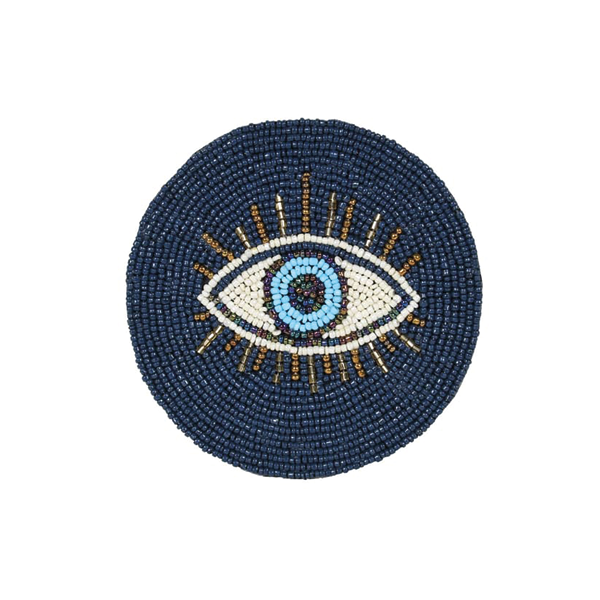 Blue Evil Eye Beaded Coaster - Set of 4