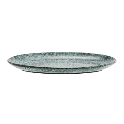 Green and Black Stoneware Oval Serving Dish