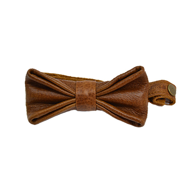  Brown Leather Bow Tie 