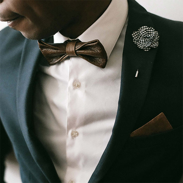  Brown Leather Bow Tie 