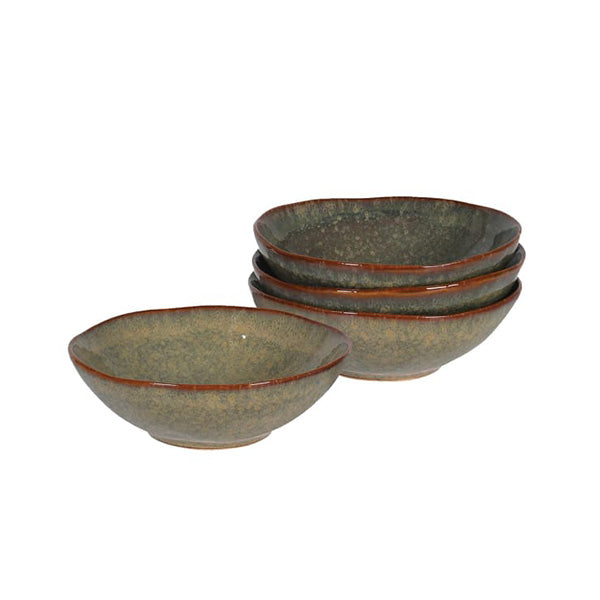 Green and Brown Ceramic Small Bowls - Set of 4