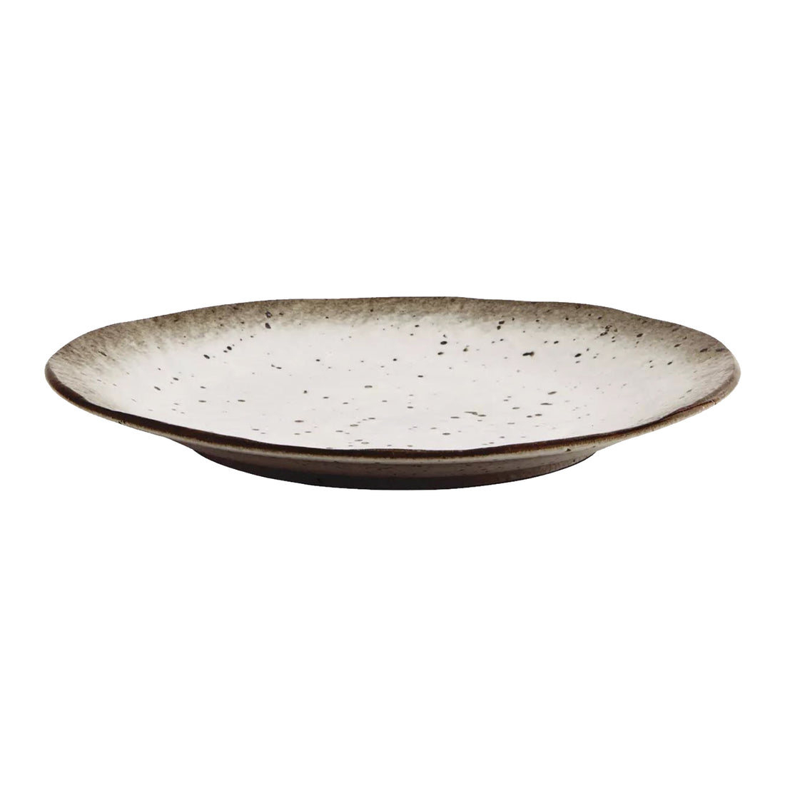 White &amp; Brown Stoneware Speckled Dinner Plate