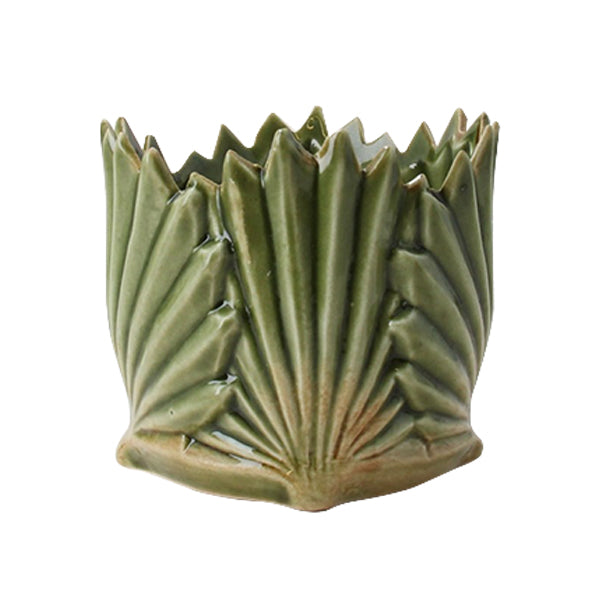 Green leaf ceramic pot cover