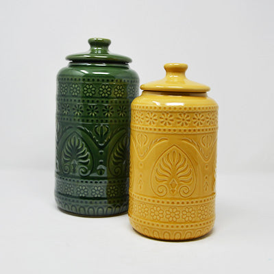 Yellow Rani Stoneware Jar with Lid
