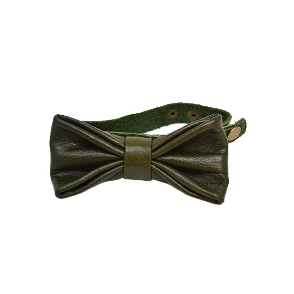 Green Leather Bow Tie