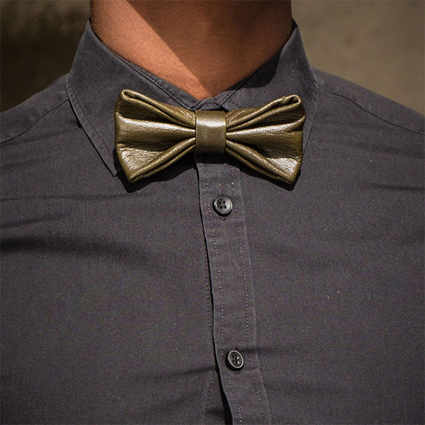 Green Leather Bow Tie UK
