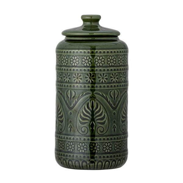 Green Stoneware Jar with Lid