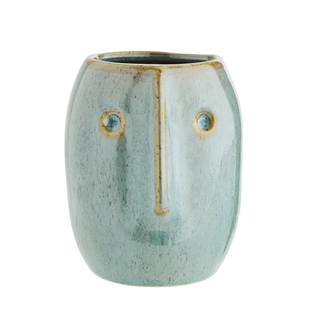 Stoneware Flower Pot With Face Imprint