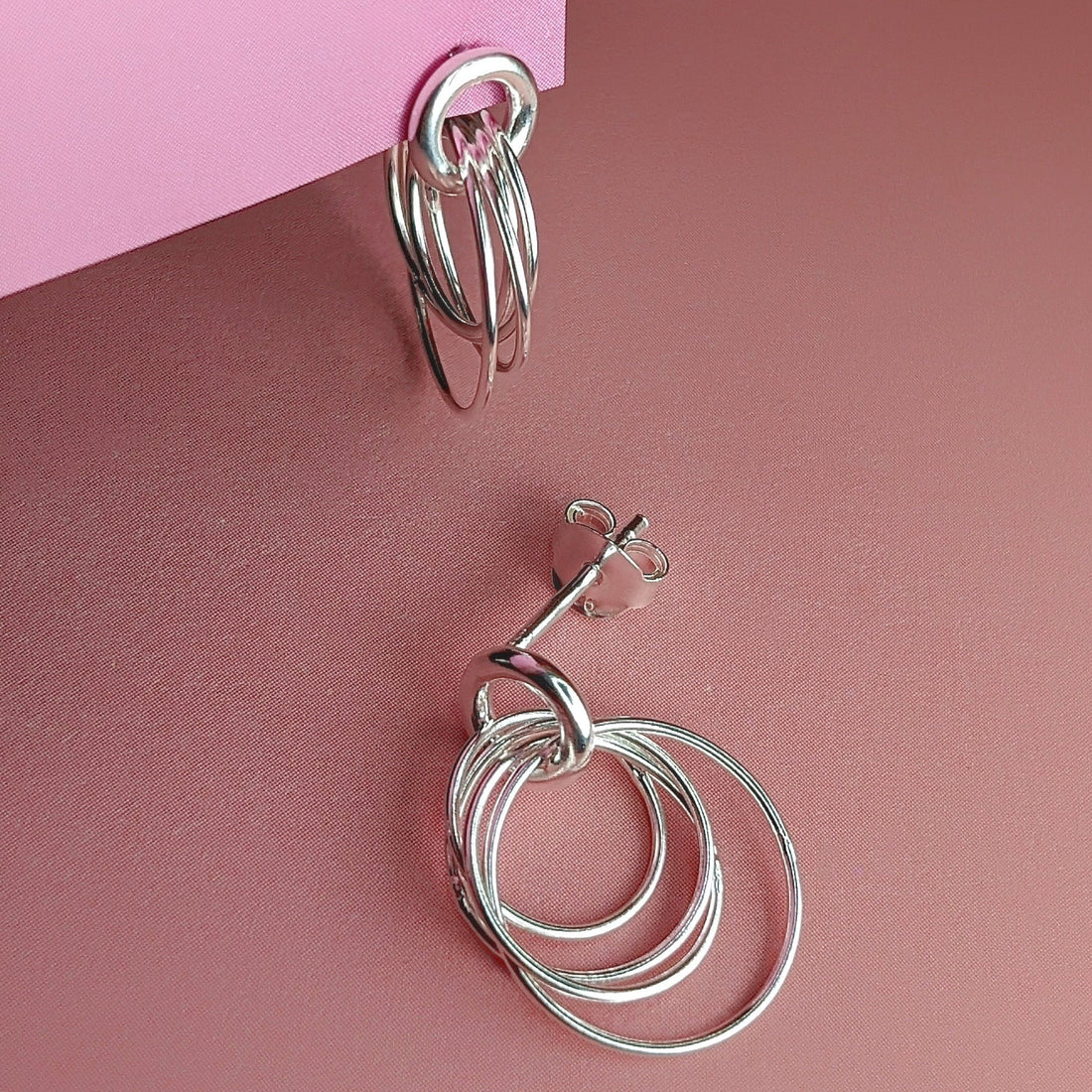 India Silver Hoop Cluster Earrings