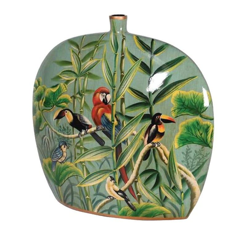 Hand Painted Jungle Deco Ceramic Vase