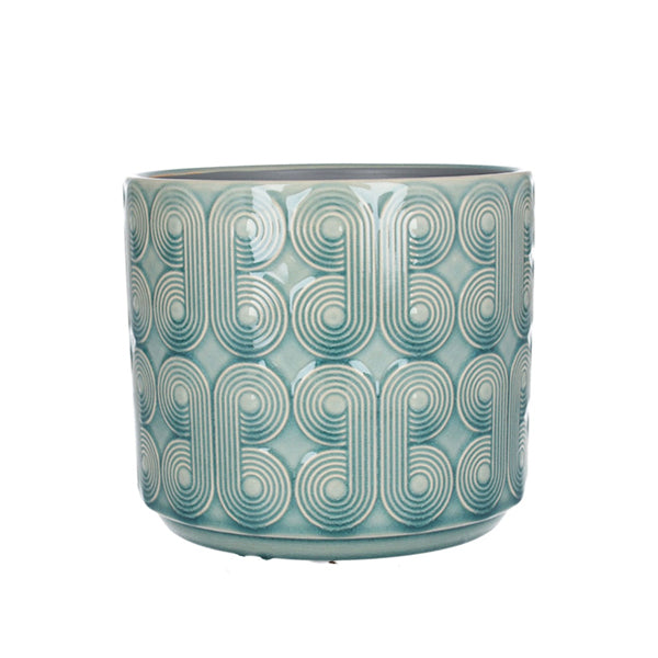 Blue Palmier Cearamic Pot Cover