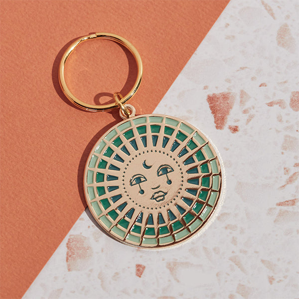 Handamade Moon Face Enamel Keychains