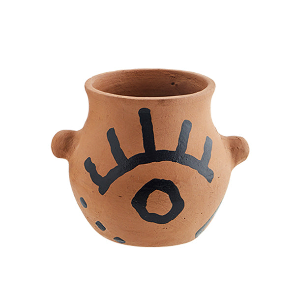 Hand Painted Terracotta Flowerpot Natural and Black