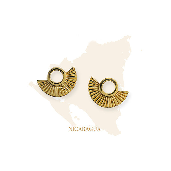 Nicaragua Gold Art Deco Stud Earrings