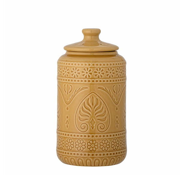 Yellow Stoneware Jar with Lid