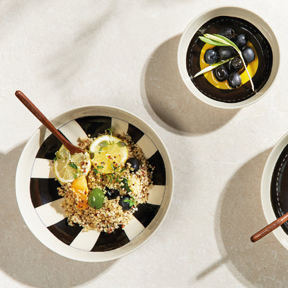 Stoneware Natural &amp; Black Chapiteau Salad Bowl