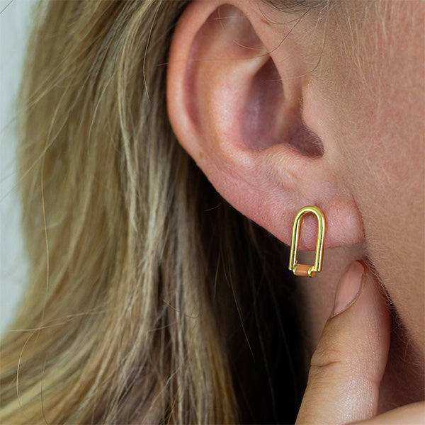 Somalia Gold Contemporary Enamel Arch Stud Earrings