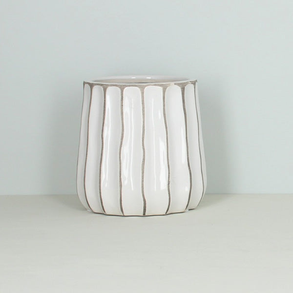 White & Beige Ceramic Vase