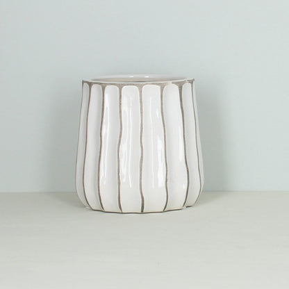 White &amp; Beige Ceramic Vase