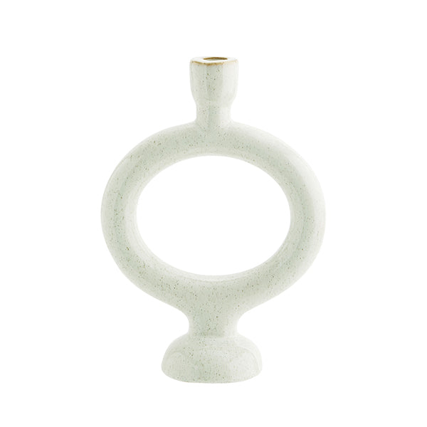 Stoneware White Off Candle Holder