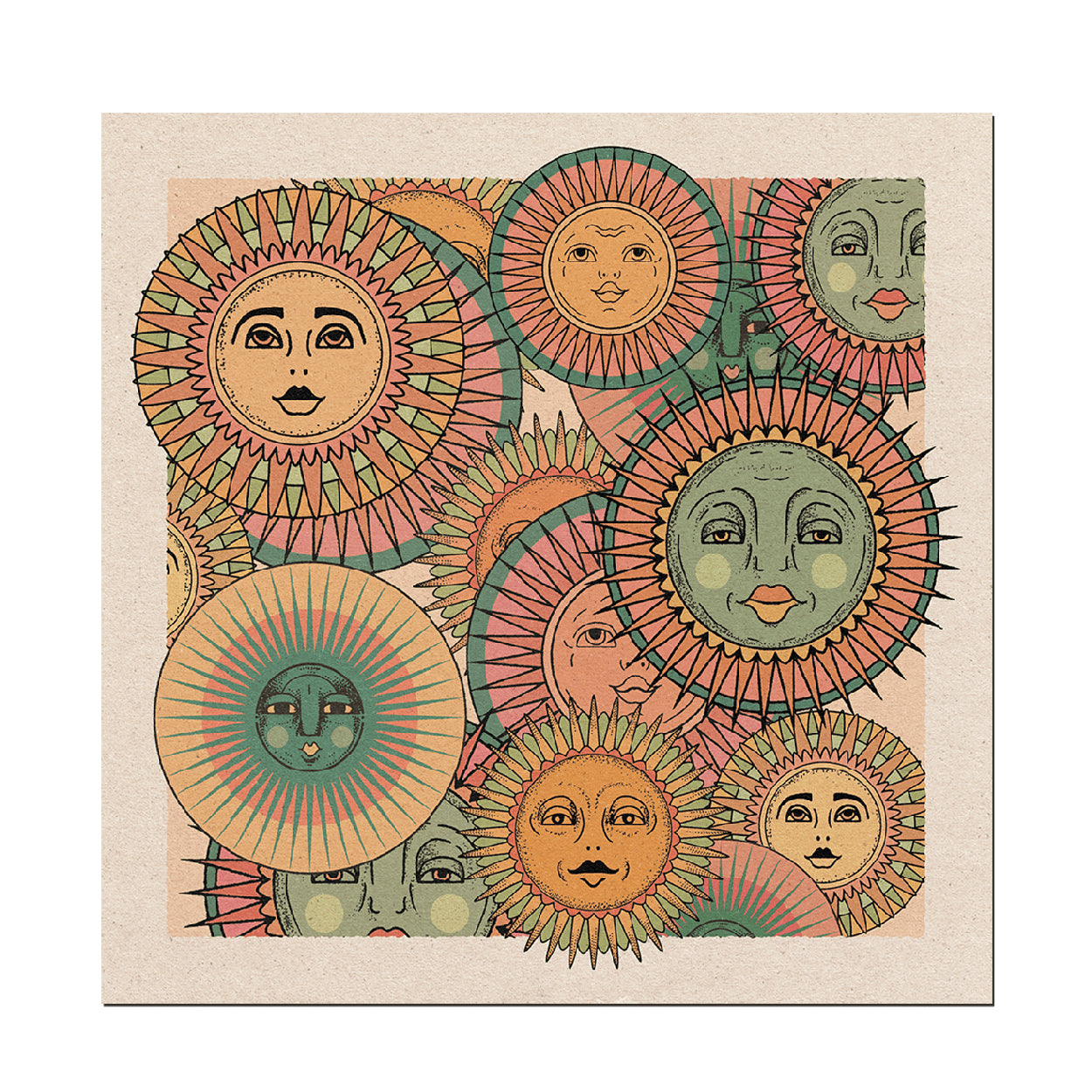 Sun Faces Print