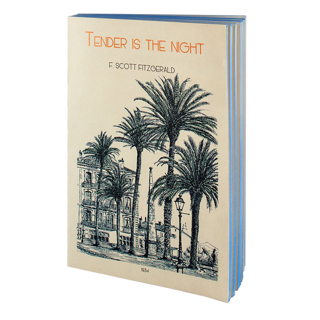 Cover of Tender Is The Night handmade notebook from the Libri Muti Collection, featuring a soft cover and blue hand-coloured slice, crafted in Florence, Italy.