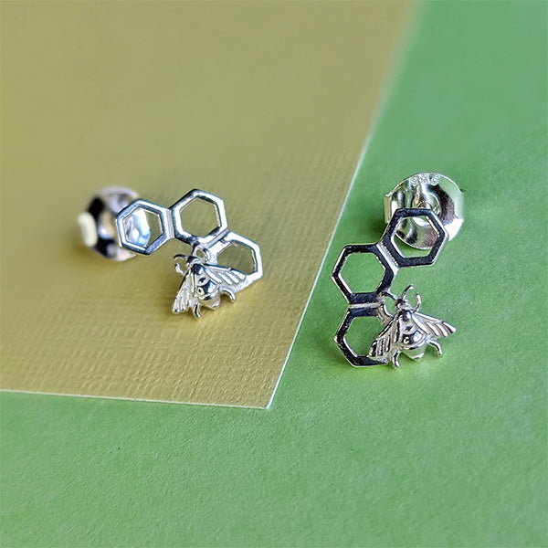 United Kingdom Silver Bumble Bee Stud Earrings