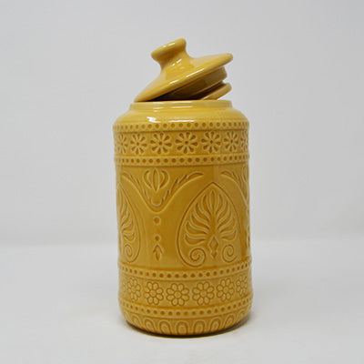 Yellow Rani Stoneware Jar with Lid